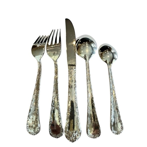 WM Roger Enchanted Rose Vintage Silverplate by Intl Silver 1 place setting 5 pcs - Picture 2 of 6